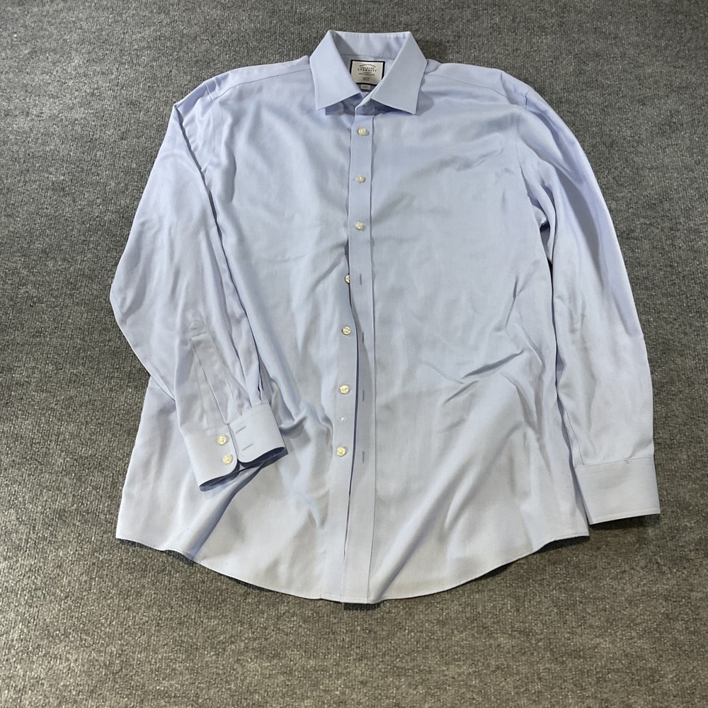 Charles Tyrwhitt Slim Fit Non-Iron Blue Textured Dress Shirt 18/37 46/94cm
